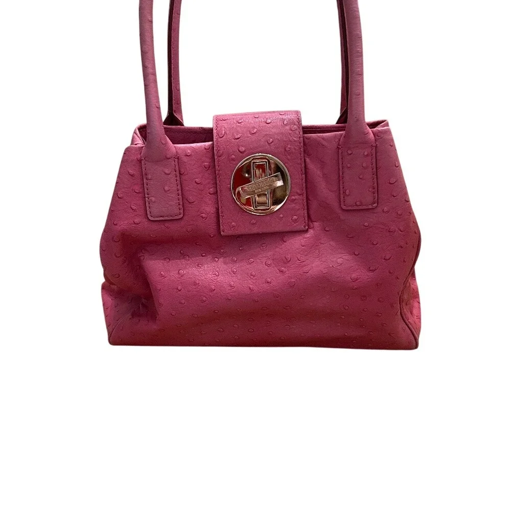 Kate Spade Pink Ostrich Embossed‎ Leather Satchel Handbag